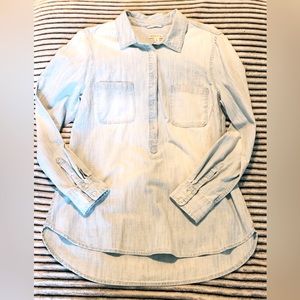 Merona High Low Chambray Denim Top Size Large